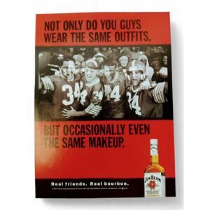 2001 Jim Beam Print Ad Football Fans Matching Outfits Makeup Humor y2k